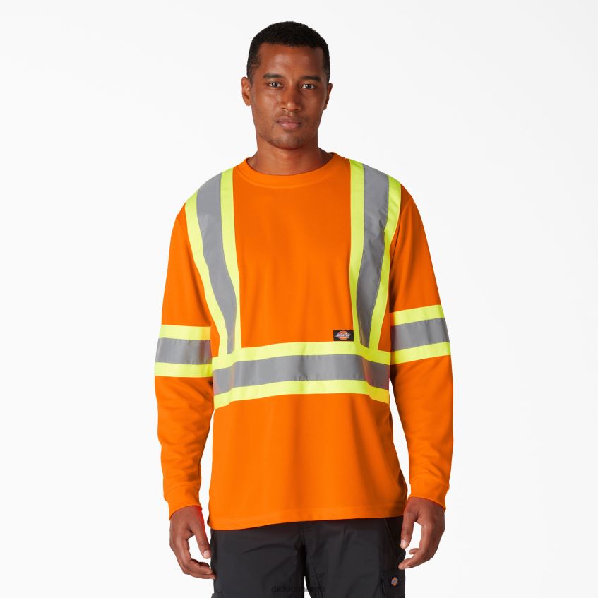 Dickies unisex hi vis safety langermet t-skjorte 4NB6FR1448 arbeidsklær ansi oransje (ao)