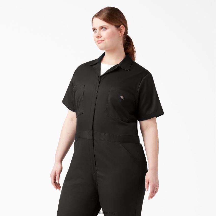 Dickies kvinner pluss flex-kjølende kjeledress med korte ermer 4NB6FR1550 arbeidsklær svart (bk)