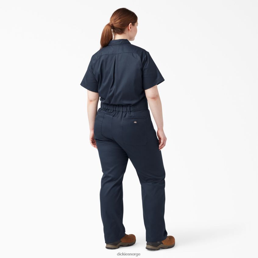 Dickies kvinner pluss flex-kjølende kjeledress med korte ermer 4NB6FR1551 arbeidsklær mørk marineblå (dn)