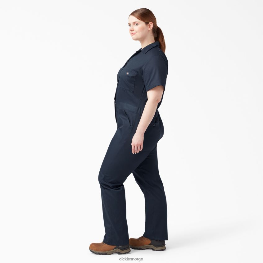 Dickies kvinner pluss flex-kjølende kjeledress med korte ermer 4NB6FR1551 arbeidsklær mørk marineblå (dn)