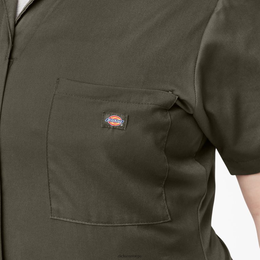 Dickies kvinner pluss flex-kjølende kjeledress med korte ermer 4NB6FR1553 arbeidsklær mosegrønn (ms)