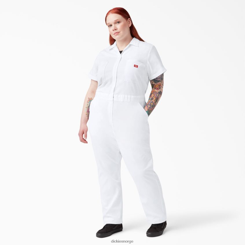 Dickies kvinner pluss flex-kjølende kjeledress med korte ermer 4NB6FR1554 arbeidsklær hvit (wh)