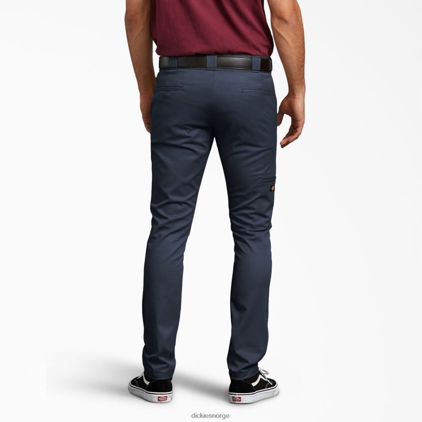 Dickies menn skinny fit arbeidsbukser med doble kne 4NB6FR43 arbeidsklær mørk marineblå (dn)