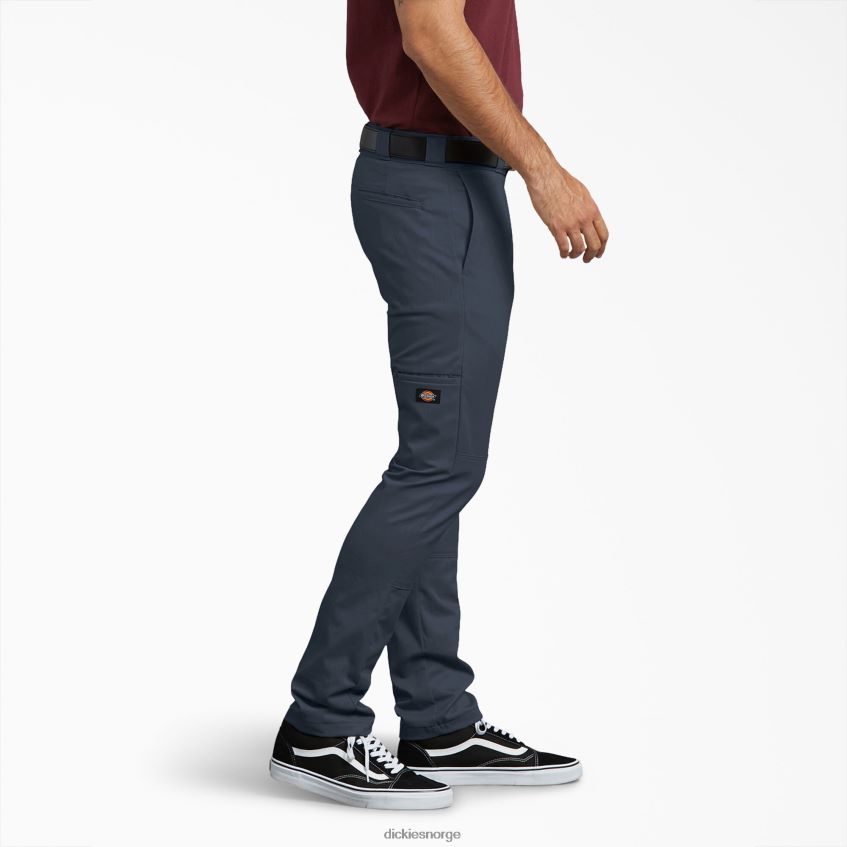 Dickies menn skinny fit arbeidsbukser med doble kne 4NB6FR43 arbeidsklær mørk marineblå (dn)