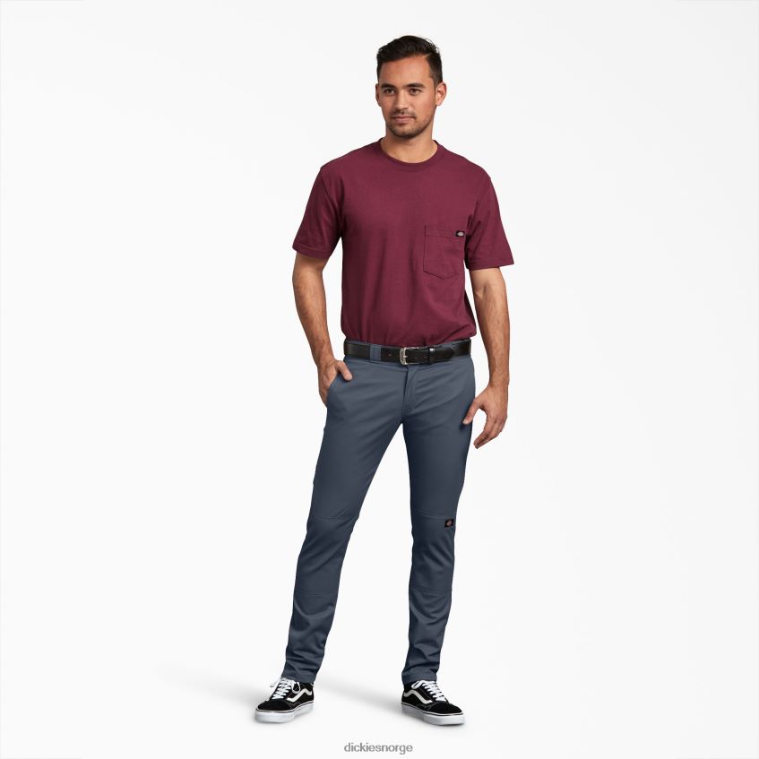 Dickies menn skinny fit arbeidsbukser med doble kne 4NB6FR43 arbeidsklær mørk marineblå (dn)