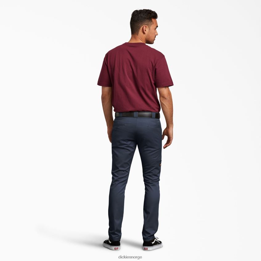 Dickies menn skinny fit arbeidsbukser med doble kne 4NB6FR43 arbeidsklær mørk marineblå (dn)