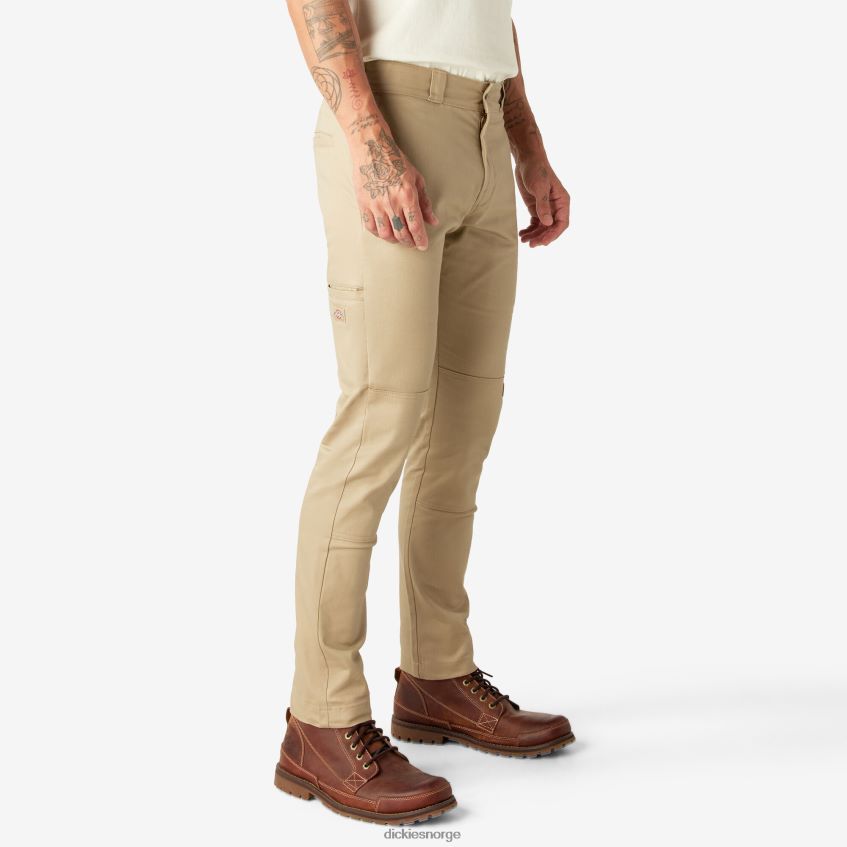 Dickies menn skinny fit arbeidsbukser med doble kne 4NB6FR44 arbeidsklær ørkensand (ds)