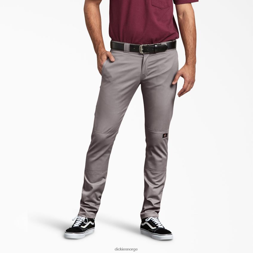 Dickies menn skinny fit arbeidsbukser med doble kne 4NB6FR47 arbeidsklær sølv (sv)