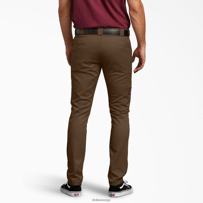 Dickies menn skinny fit arbeidsbukser med doble kne 4NB6FR48 arbeidsklær tømmerbrun (tb)