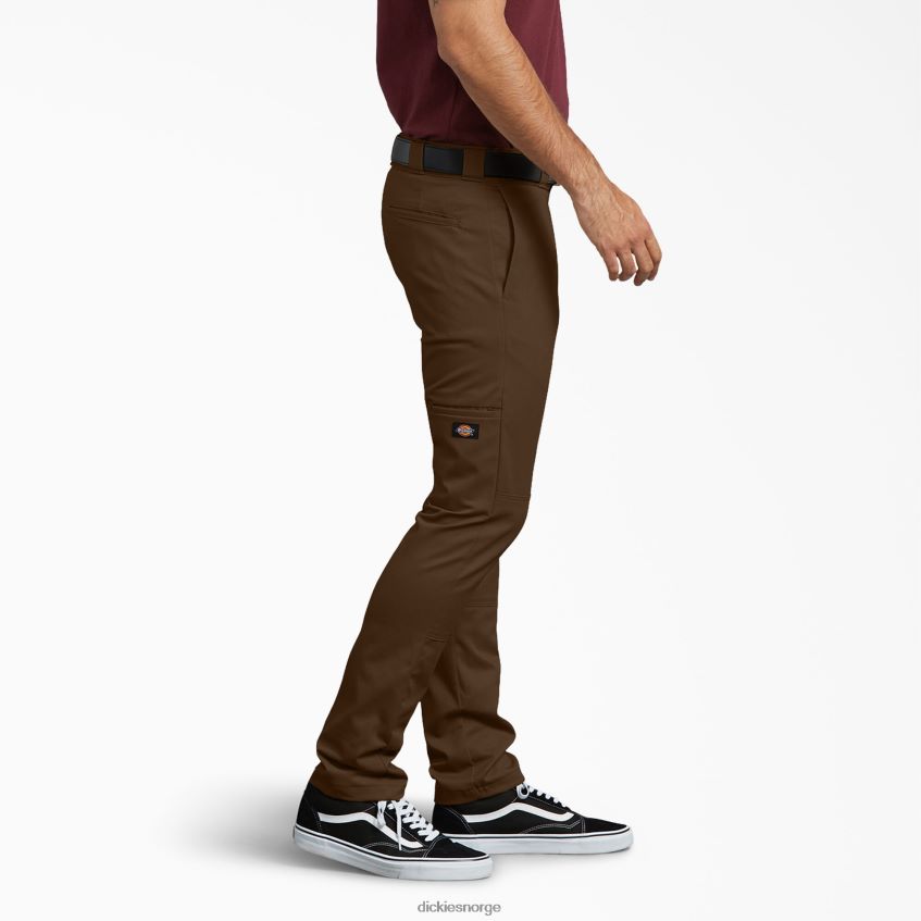 Dickies menn skinny fit arbeidsbukser med doble kne 4NB6FR48 arbeidsklær tømmerbrun (tb)
