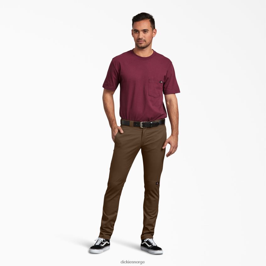 Dickies menn skinny fit arbeidsbukser med doble kne 4NB6FR48 arbeidsklær tømmerbrun (tb)