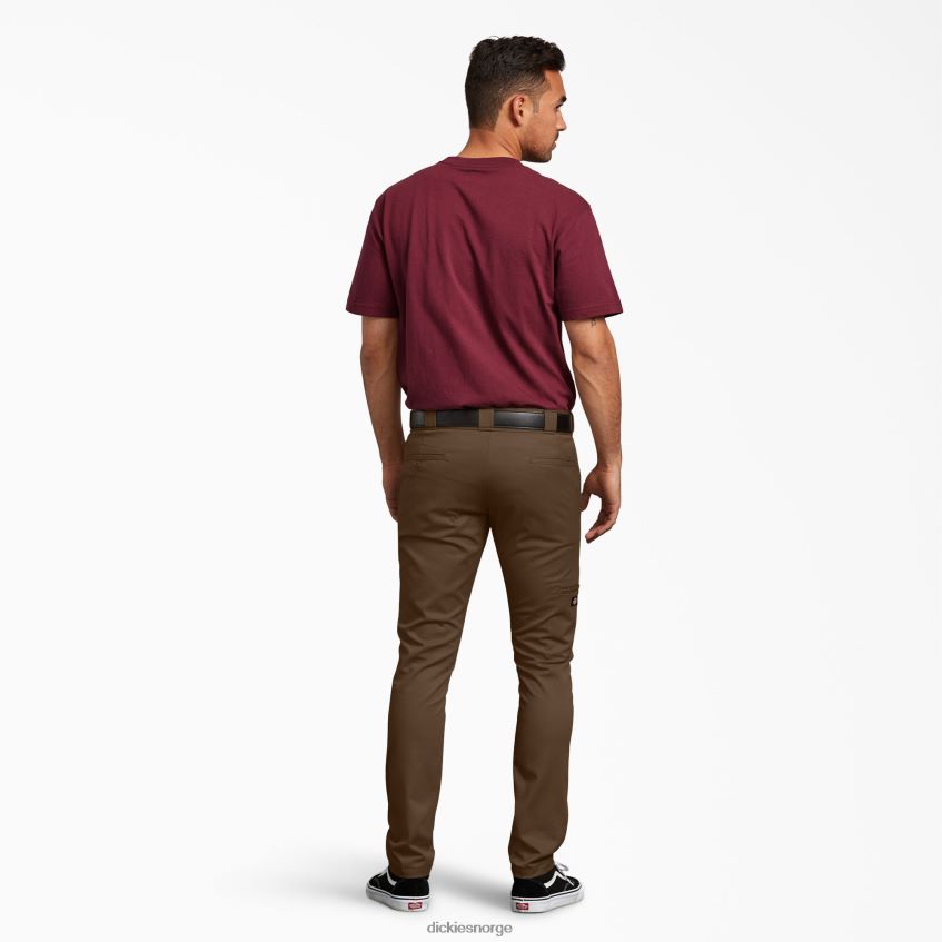 Dickies menn skinny fit arbeidsbukser med doble kne 4NB6FR48 arbeidsklær tømmerbrun (tb)