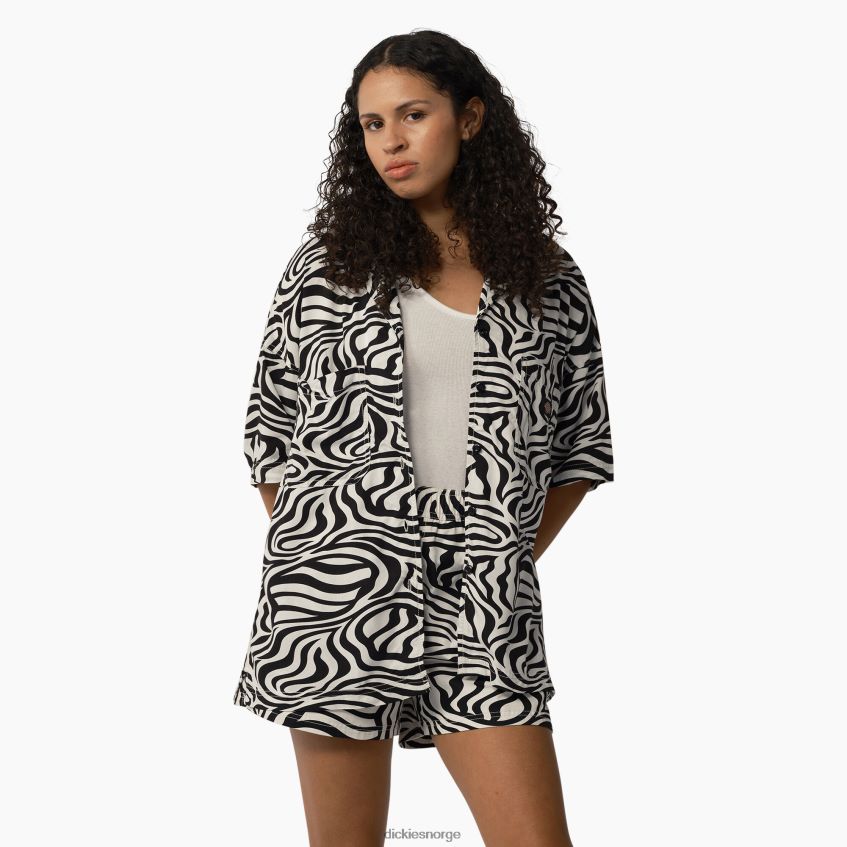 Dickies kvinner arbeidsskjorte med sebratrykk 4NB6FR2105 arbeidsklær svart/hvit (bkwh)