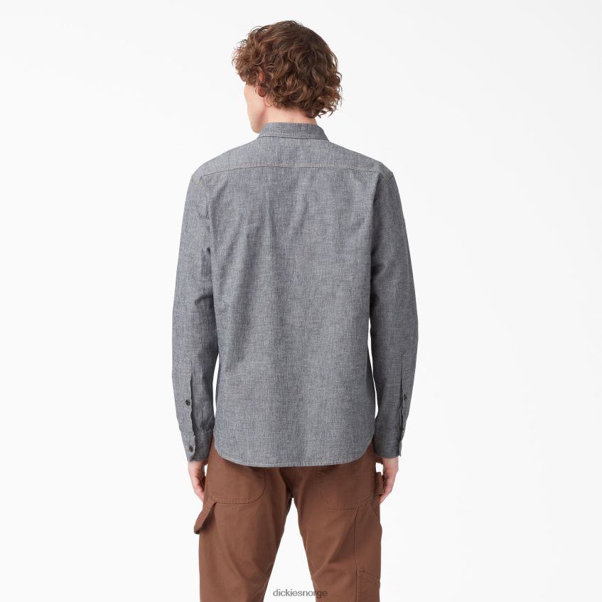 Dickies menn Langermet arbeidsskjorte fra 1922 4NB6FR916 arbeidsklær skyllet svart (rbk)