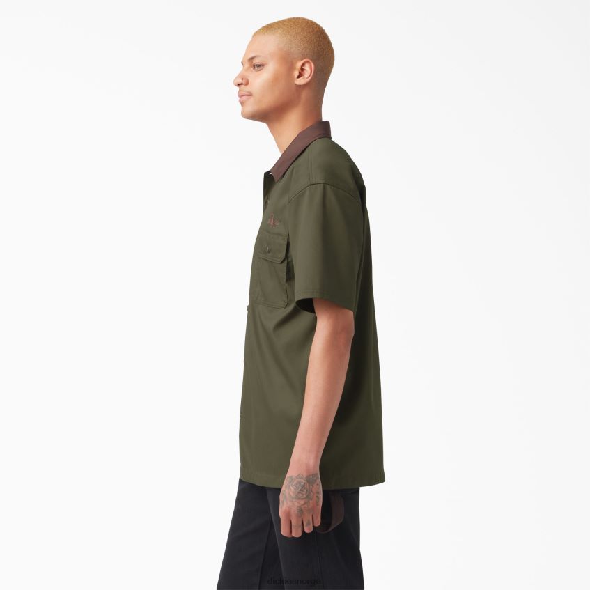 Dickies menn vincent alvarez arbeidsskjorte med blokkkrage 4NB6FR758 arbeidsklær militærgrønn (ml)