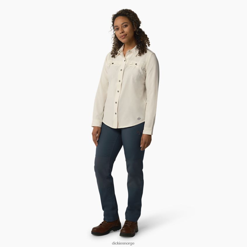 Dickies kvinner kjølende arbeidsskjorte med rulleflik 4NB6FR1671 arbeidsklær antikk hvit (adw)