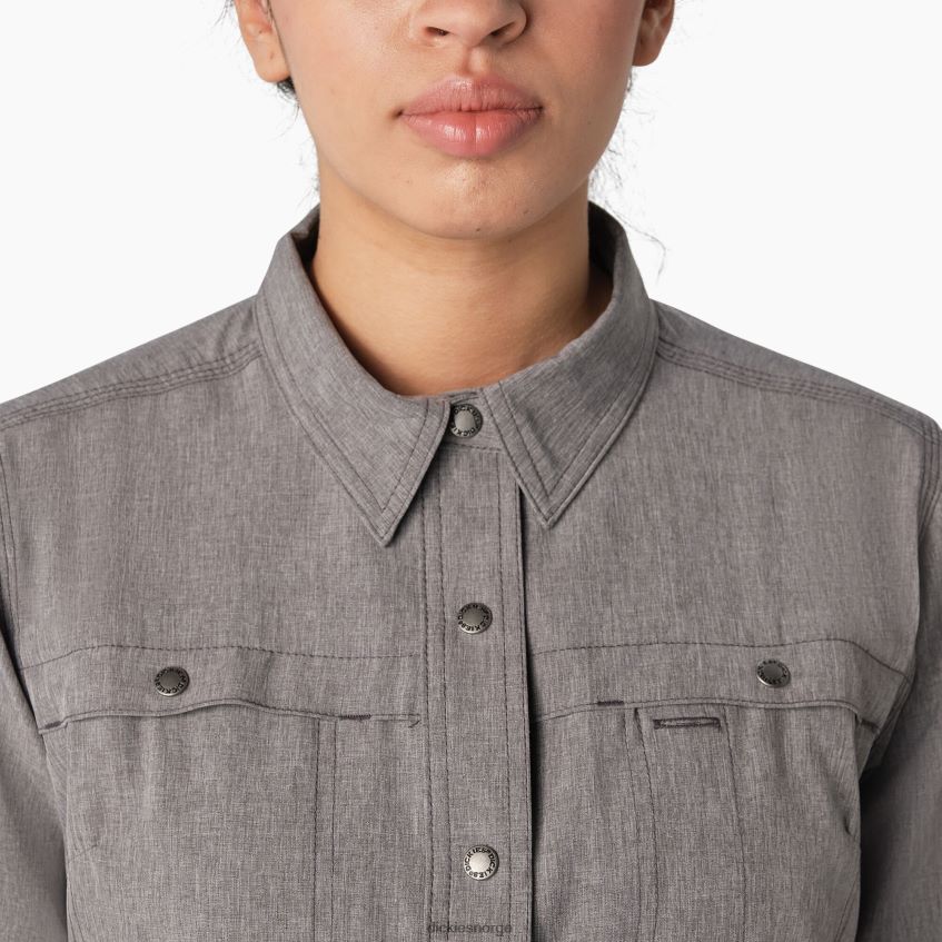 Dickies kvinner kjølende arbeidsskjorte med rulleflik 4NB6FR1676 arbeidsklær grafittgrå (gad)