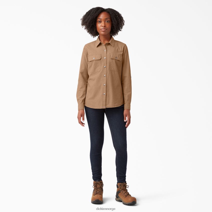 Dickies kvinner langermet arbeidsskjorte med rulleflik 4NB6FR2103 arbeidsklær muskatgarnfargestoff (nsd)