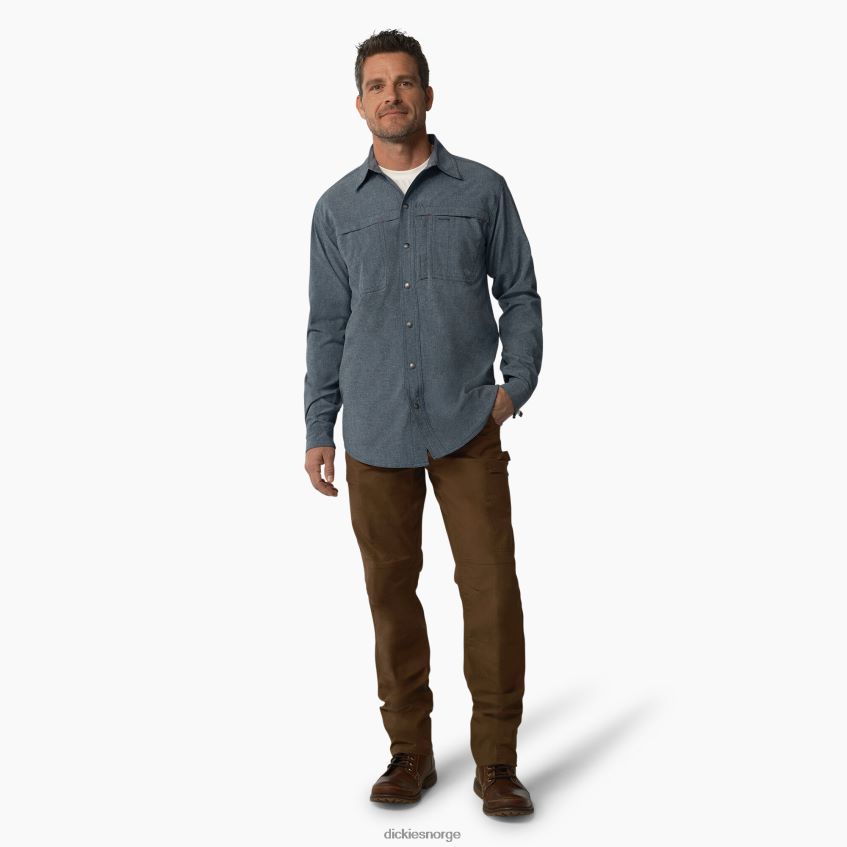 Dickies menn avkjølende langermet arbeidsskjorte 4NB6FR674 arbeidsklær luftvåpen blå (afd)