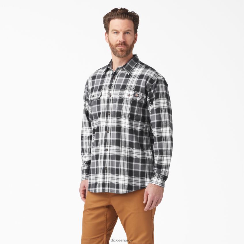 Dickies menn flex langermet flanellskjorte 4NB6FR721 arbeidsklær kull/svart pledd (a2f)
