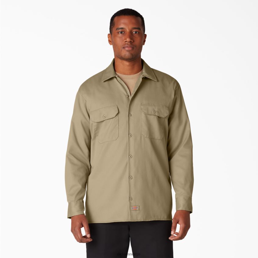 Dickies menn langermet arbeidsskjorte 4NB6FR563 arbeidsklær khaki (kh)