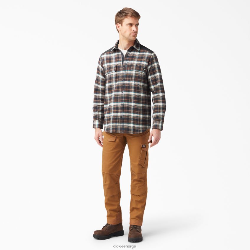 Dickies menn tungvekts flanellskjorte 4NB6FR949 arbeidsklær sjokoladebrun pledd (a1t)
