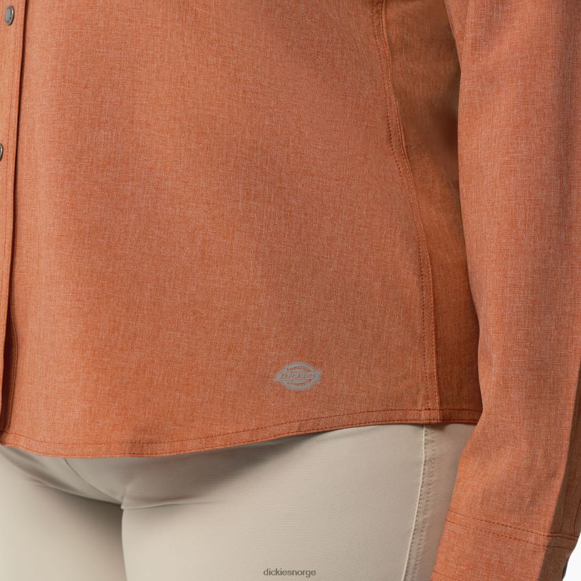 Dickies kvinner pluss avkjølende arbeidsskjorte med rulleflik 4NB6FR1683 arbeidsklær kobberlyng (eh2)