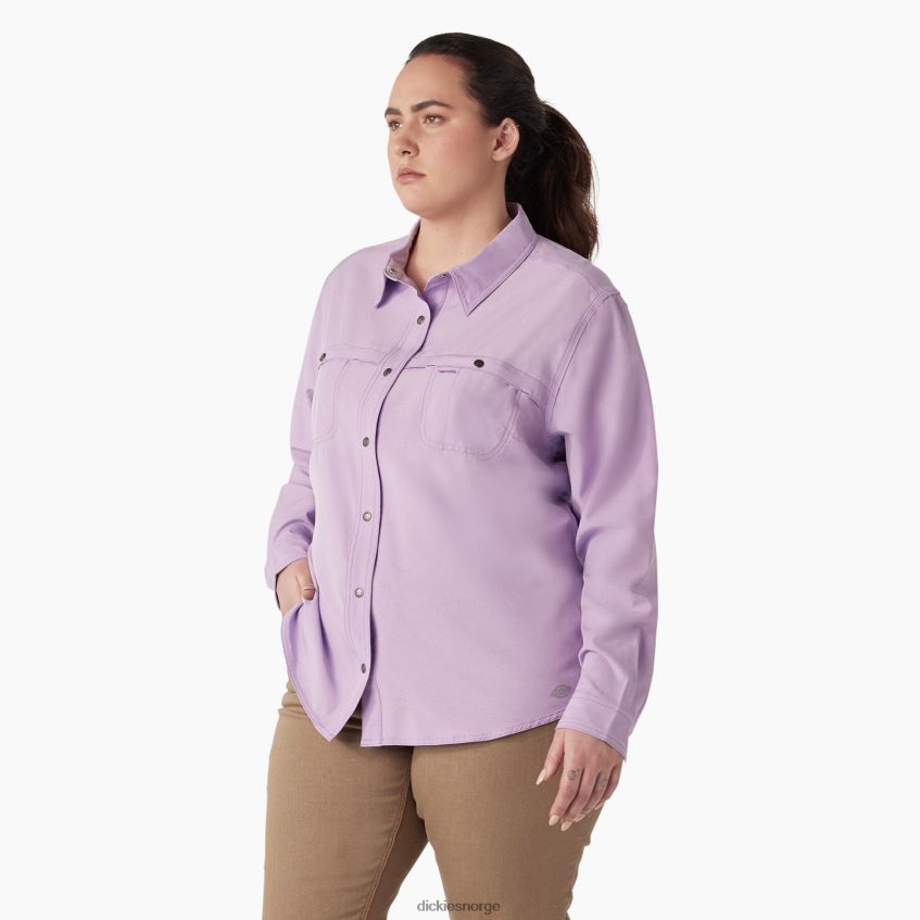 Dickies kvinner pluss avkjølende arbeidsskjorte med rulleflik 4NB6FR1687 arbeidsklær lilla rose (urd)