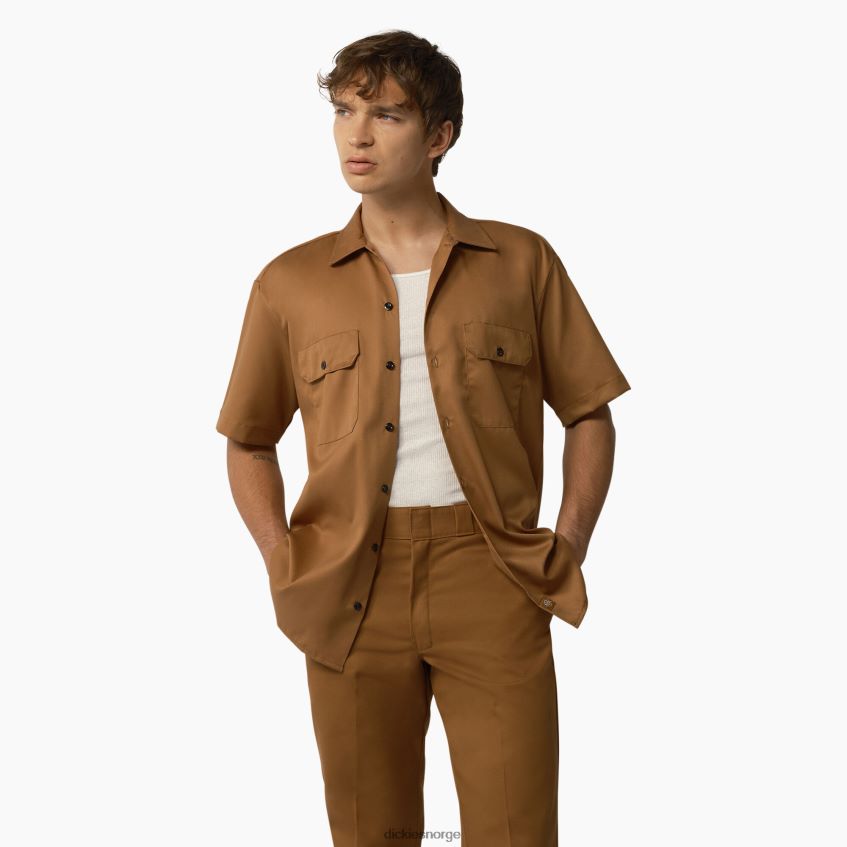Dickies menn kortermet arbeidsskjorte 4NB6FR503 arbeidsklær brun and (wsd)