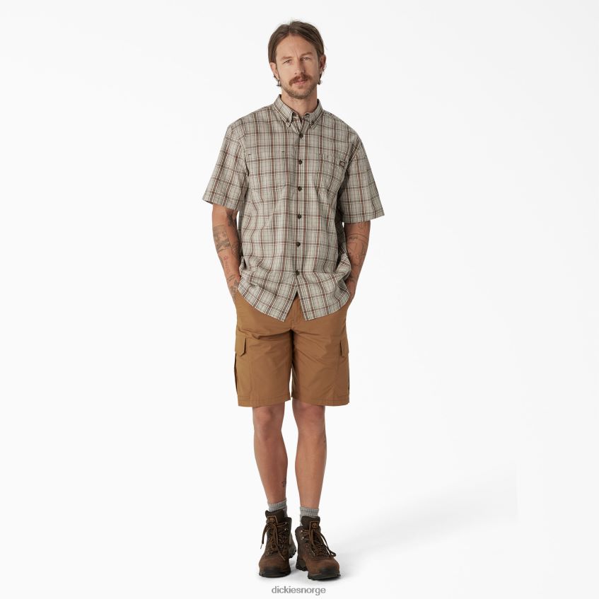 Dickies menn kortermet vevd skjorte 4NB6FR626 arbeidsklær moss backland prairie plaid (c1g)