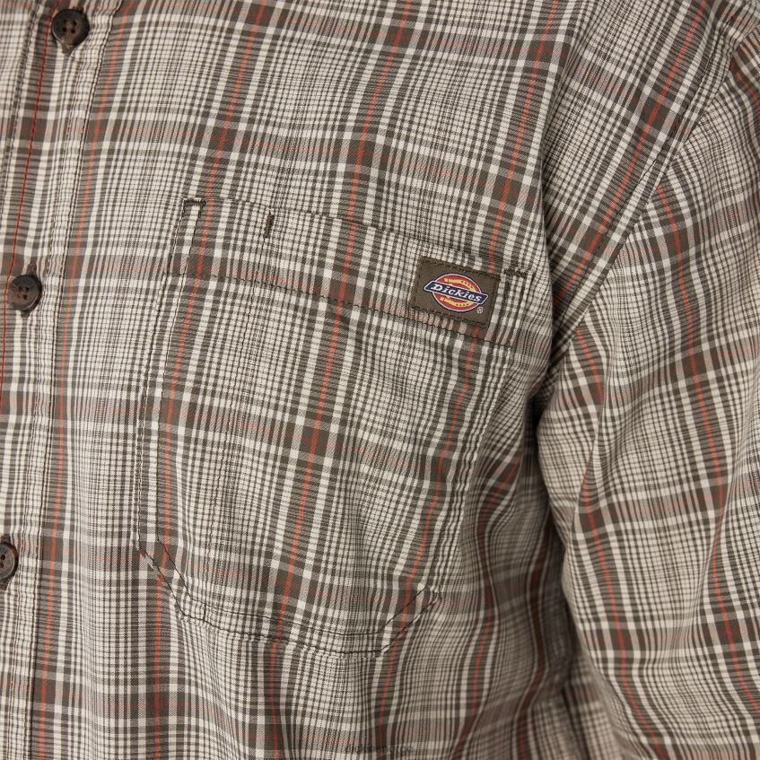 Dickies menn kortermet vevd skjorte 4NB6FR626 arbeidsklær moss backland prairie plaid (c1g)