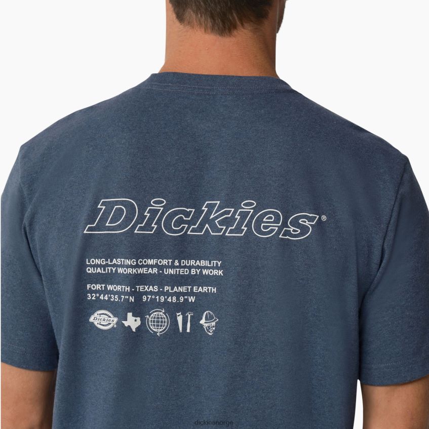 Dickies menn forent av arbeid grafisk t-skjorte 4NB6FR881 arbeidsklær denimblå (d25)