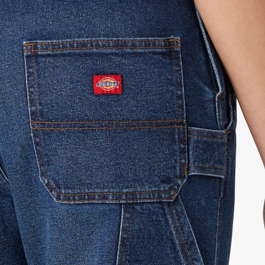 Dickies kvinner denim boyfriend fit smekke overalls 4NB6FR1935 klær retro steinvasket (rsw)