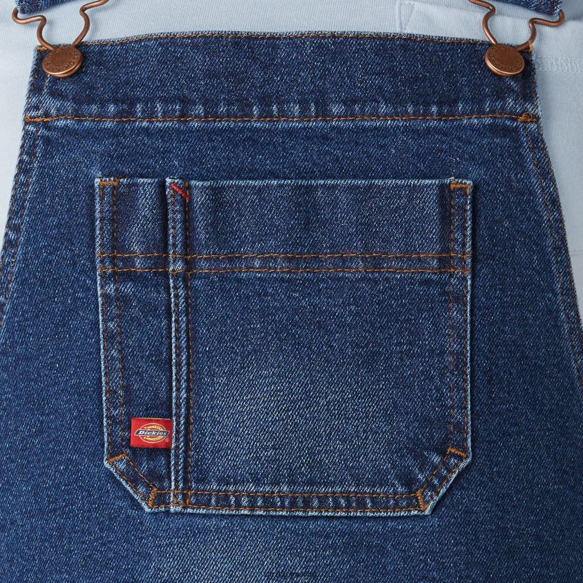 Dickies kvinner denim boyfriend fit smekke overalls 4NB6FR1935 klær retro steinvasket (rsw)