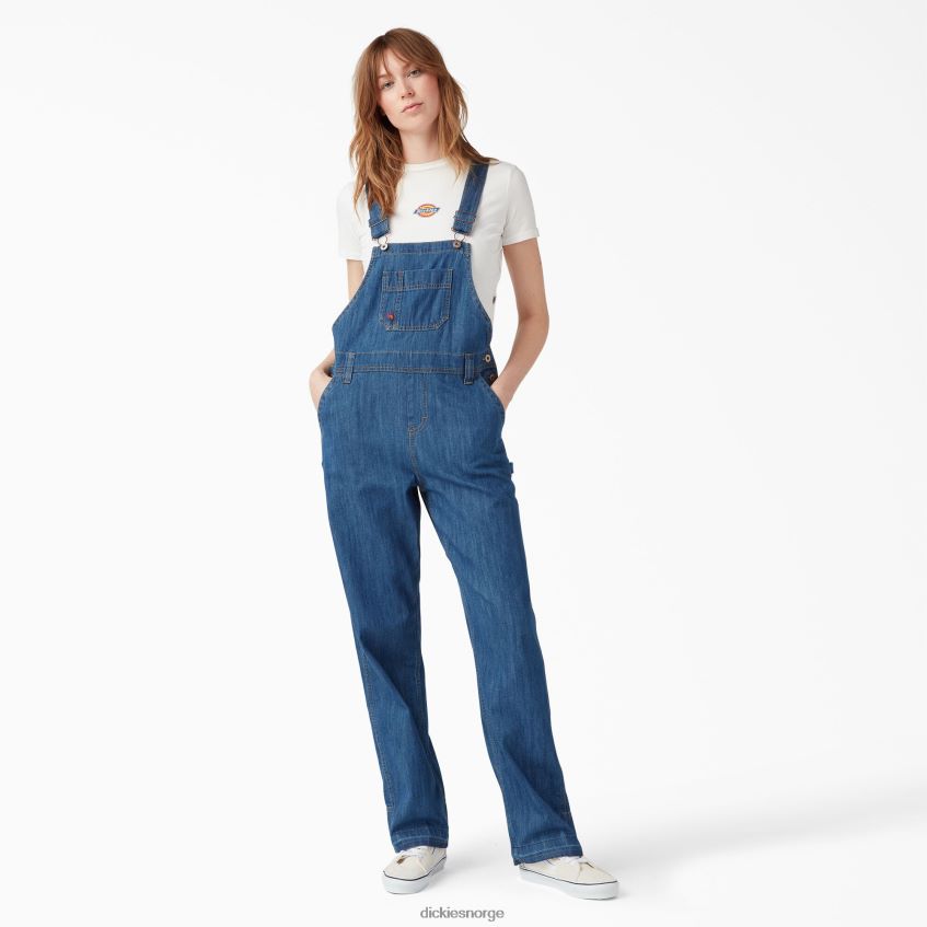 Dickies kvinner smekkedress med avslappet passform 4NB6FR1556 klær steinvasket mellomblå (msb)