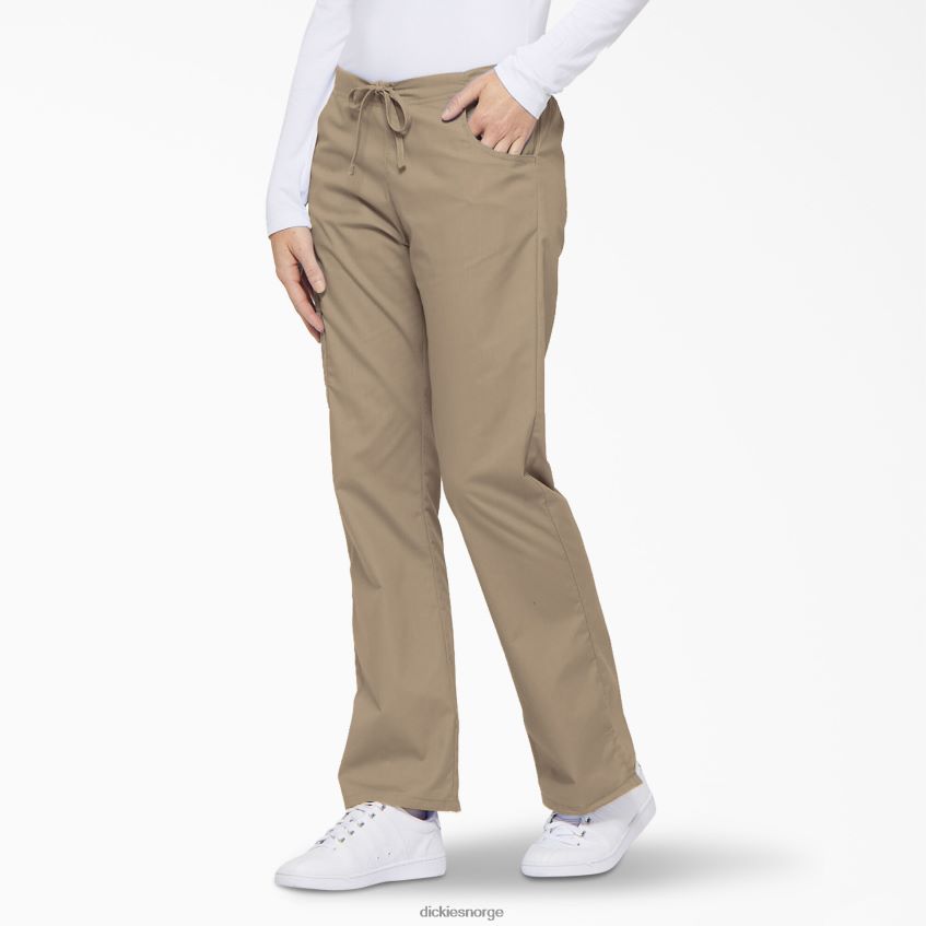Dickies kvinner eds signatur flare leg cargo skrubbebukser 4NB6FR2530 klær khaki (kha)