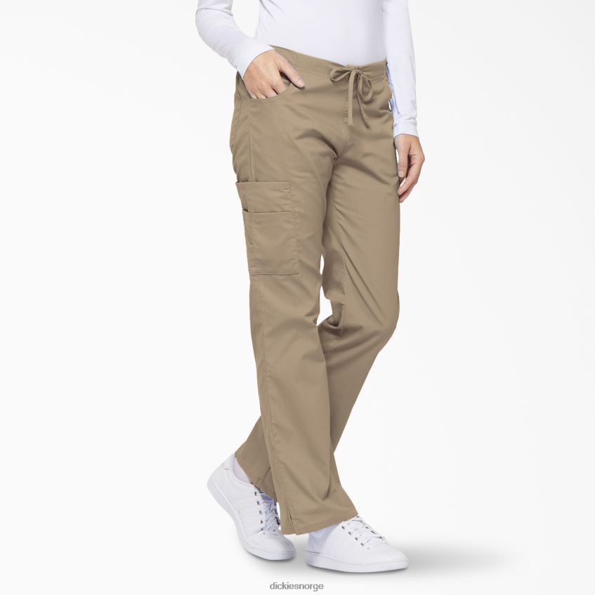 Dickies kvinner eds signatur flare leg cargo skrubbebukser 4NB6FR2530 klær khaki (kha)