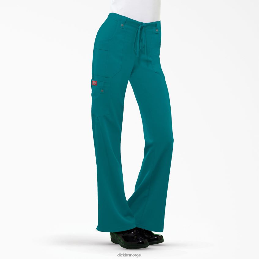 Dickies kvinner xtreme stretch flare leg cargo skrubbebukser 4NB6FR2426 klær blågrønn (dtl)