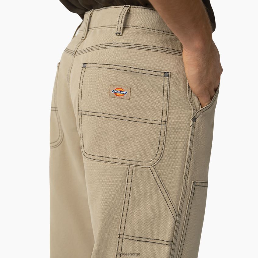 Dickies menn Duck kontrastsøm doble frontbukser 4NB6FR248 klær steinvasket ørkensand/svart (ssw)