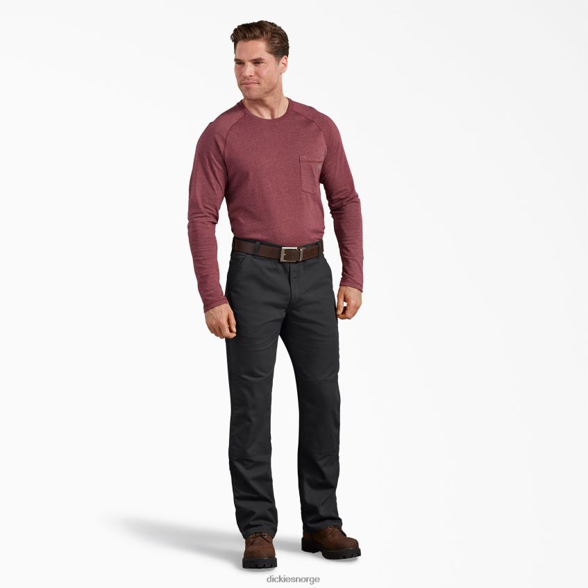 Dickies menn normal passform duck doble knebukser 4NB6FR198 klær steinvasket svart (sbk)
