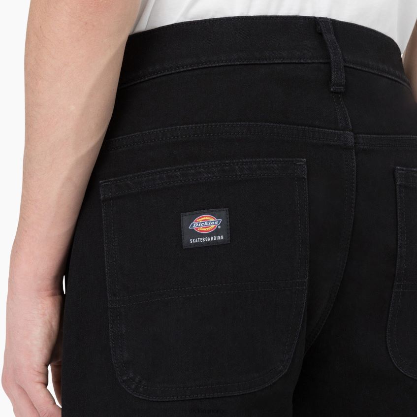 Dickies menn skateboarding wingville jeans med løs passform 4NB6FR272 klær svart denim (l9d)