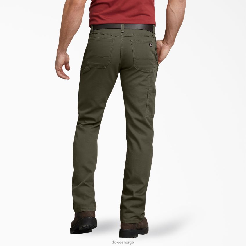 Dickies menn normal passform duck carpenter bukser 4NB6FR96 klær steinvasket mosegrønn (sms)