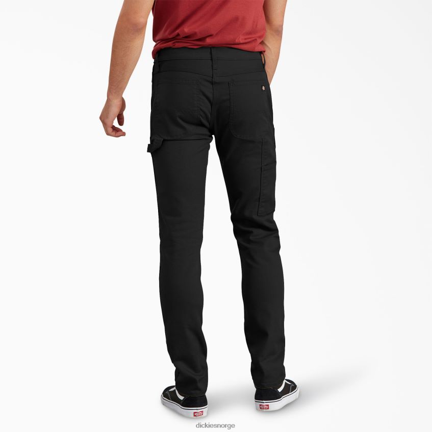 Dickies menn slim fit snekkerandbukser med koniske ben 4NB6FR202 klær steinvasket svart (sbk)