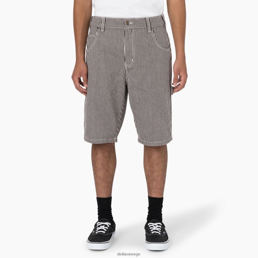 Dickies menn hickory stripe snekkershorts med avslappet passform 11" 4NB6FR448 klær ecru/brun (eub)