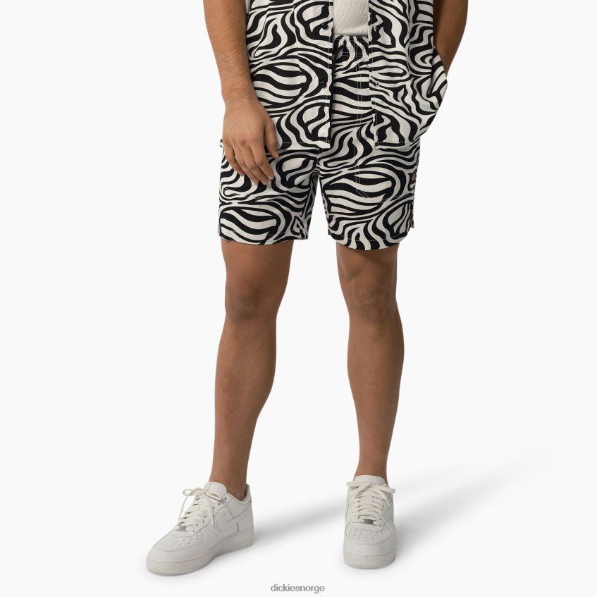 Dickies menn sebraprint shorts med snøring 6" 4NB6FR467 klær svart/hvit (bkwh)