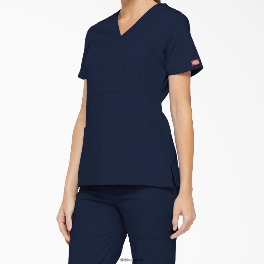 Dickies kvinner eds signatur mock wrap skrubbetopp 4NB6FR2621 klær marineblå (nvy)