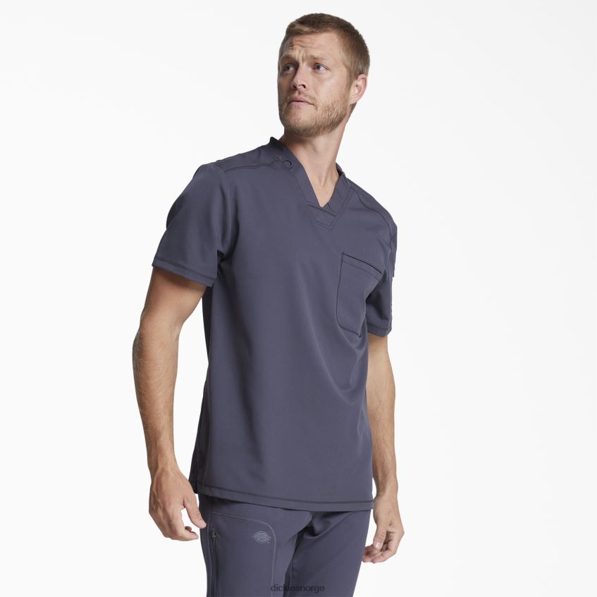 Dickies menn dynamix v-halset skrubbetopp med glidelåslomme 4NB6FR1253 klær tinngrå (pew)