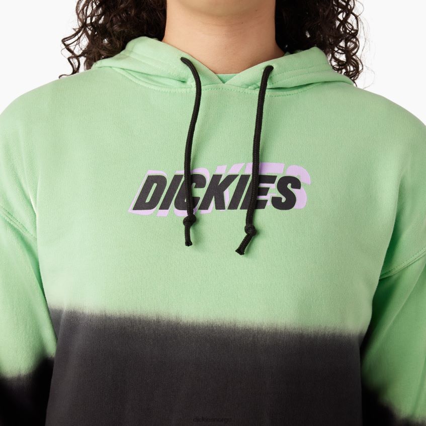Dickies kvinner cropped ombre hettegenser 4NB6FR2334 klær eple mynte/svart dip dye (amd)