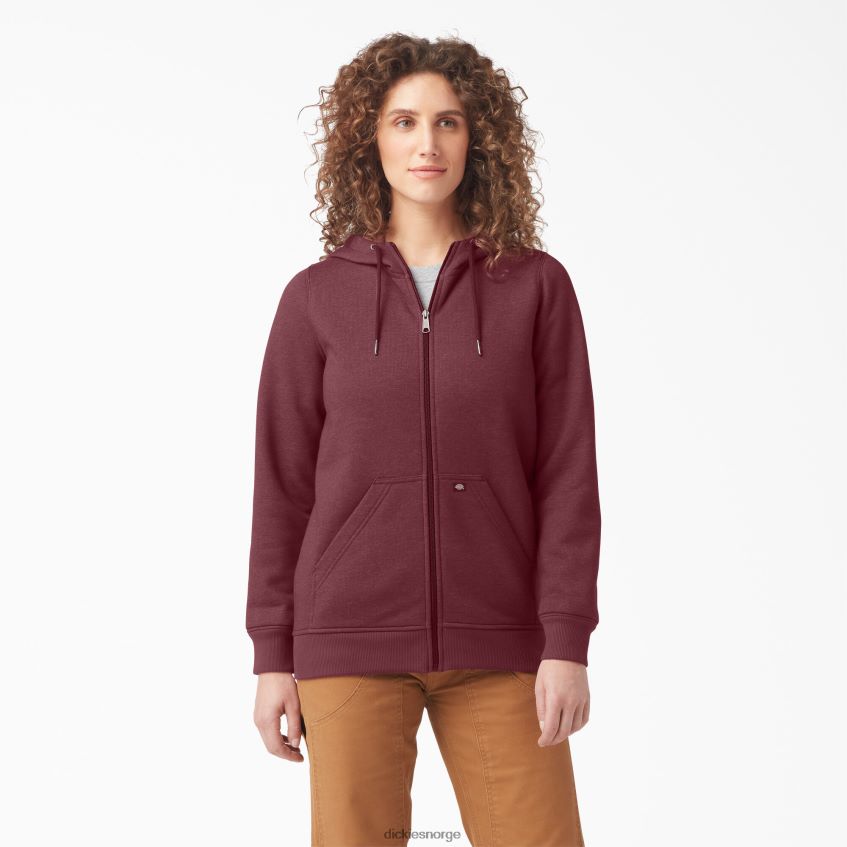 Dickies kvinner tung hettegenser i fleece med full glidelås 4NB6FR2285 klær burgunderlyng (byh)