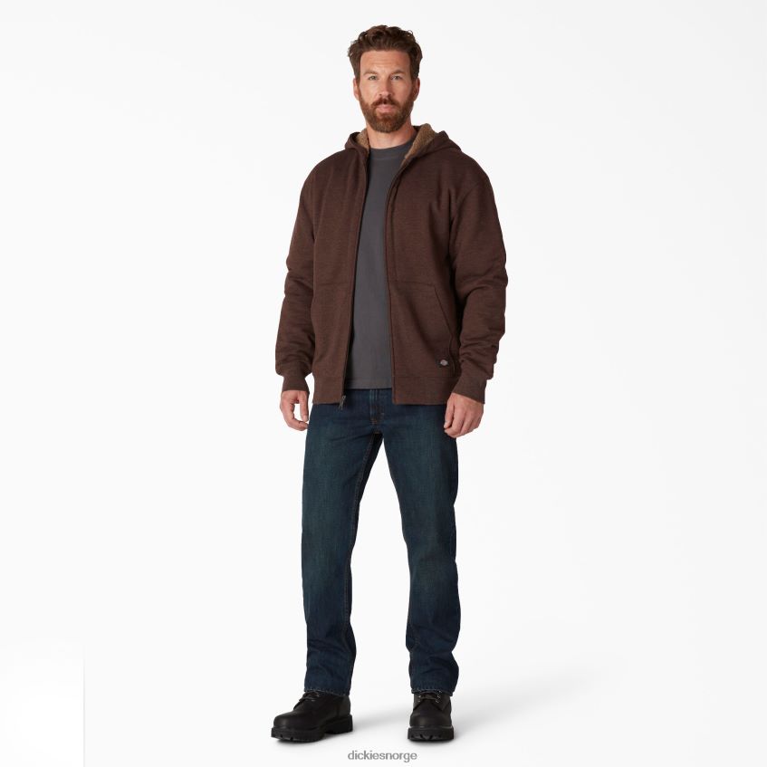 Dickies menn hettegenser med full glidelås med høy fleece 4NB6FR1010 klær sjokoladelyng (cth)